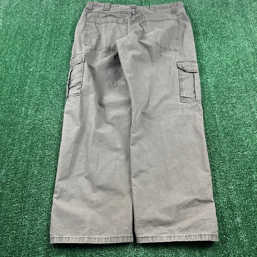 Wrangler Cargo Canvas Pants Mens 35x29" Gray Workwear Baggy Straight Modern‎ - Picture 6 of 9
